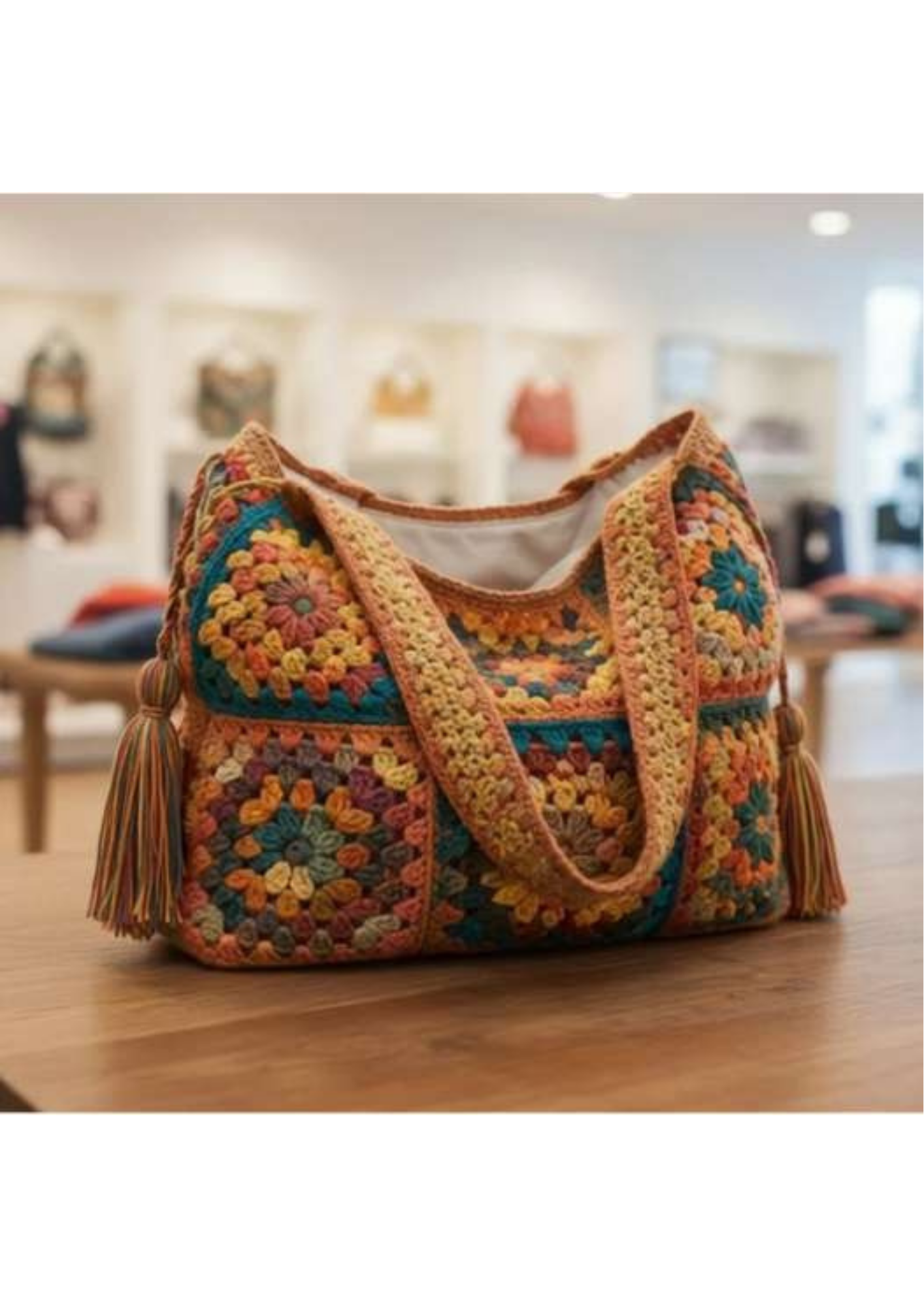 Vintage crochet tote Bag
