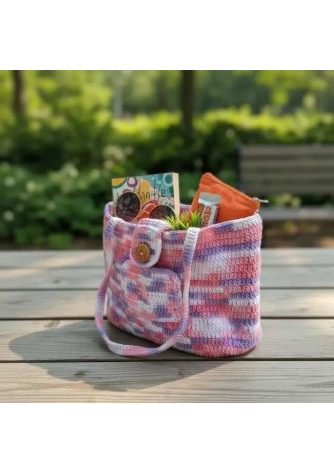 Pastel knit shoulder bag