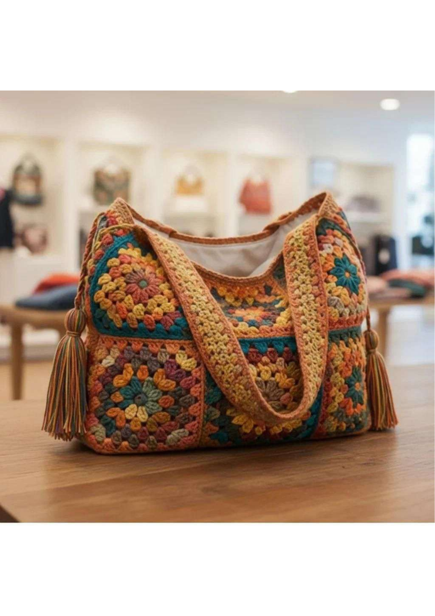 Vintage crochet tote Bag