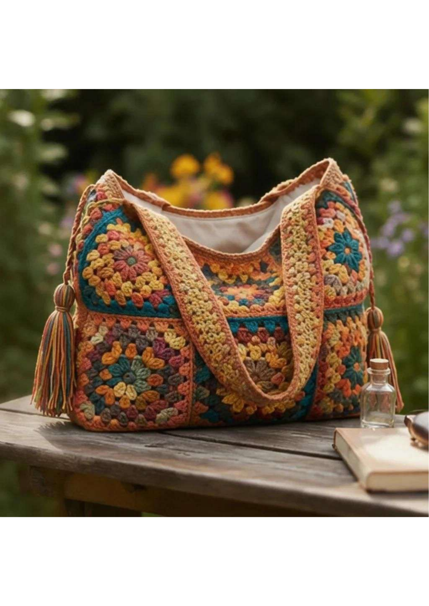 Vintage crochet tote Bag