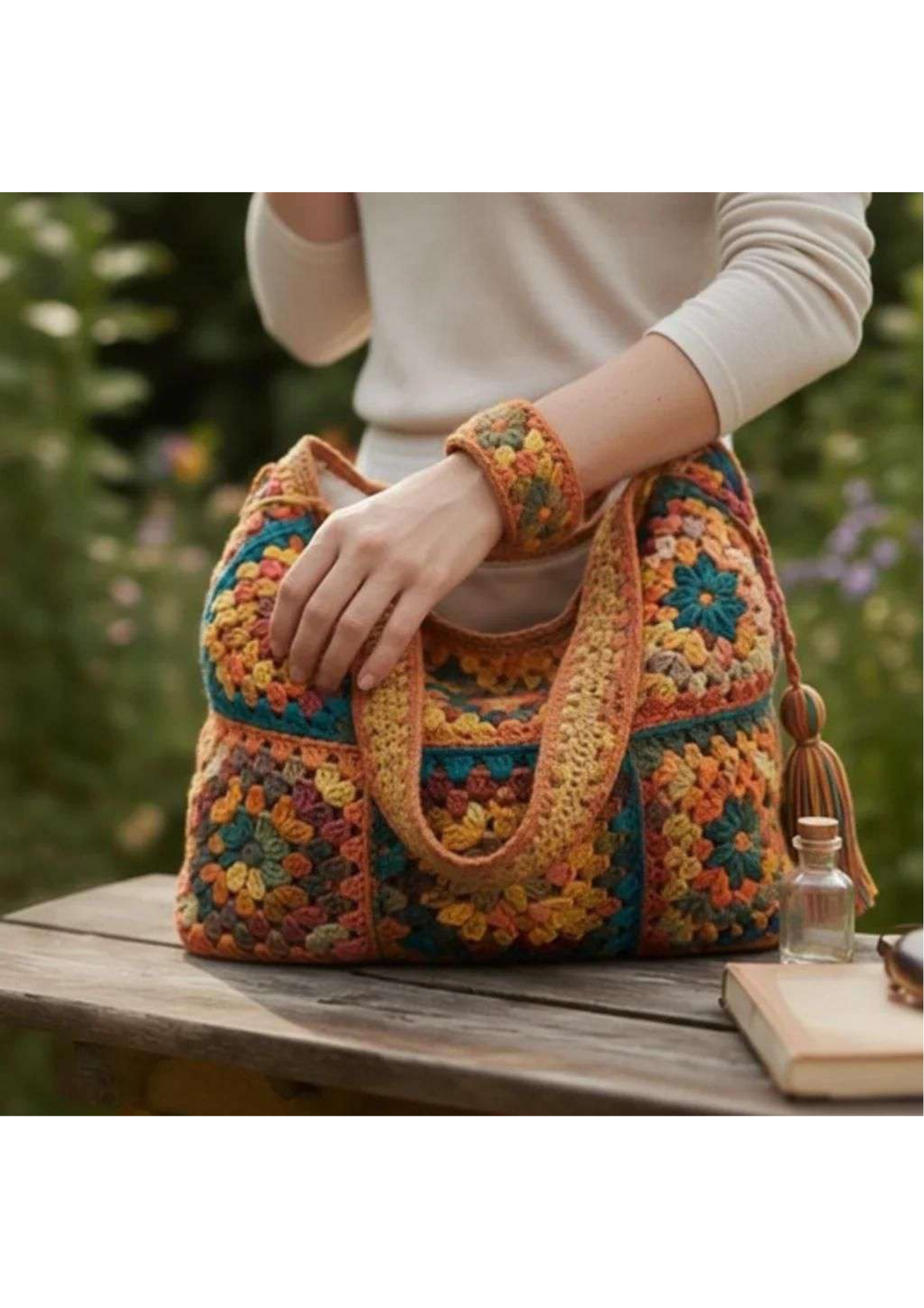Vintage crochet tote Bag