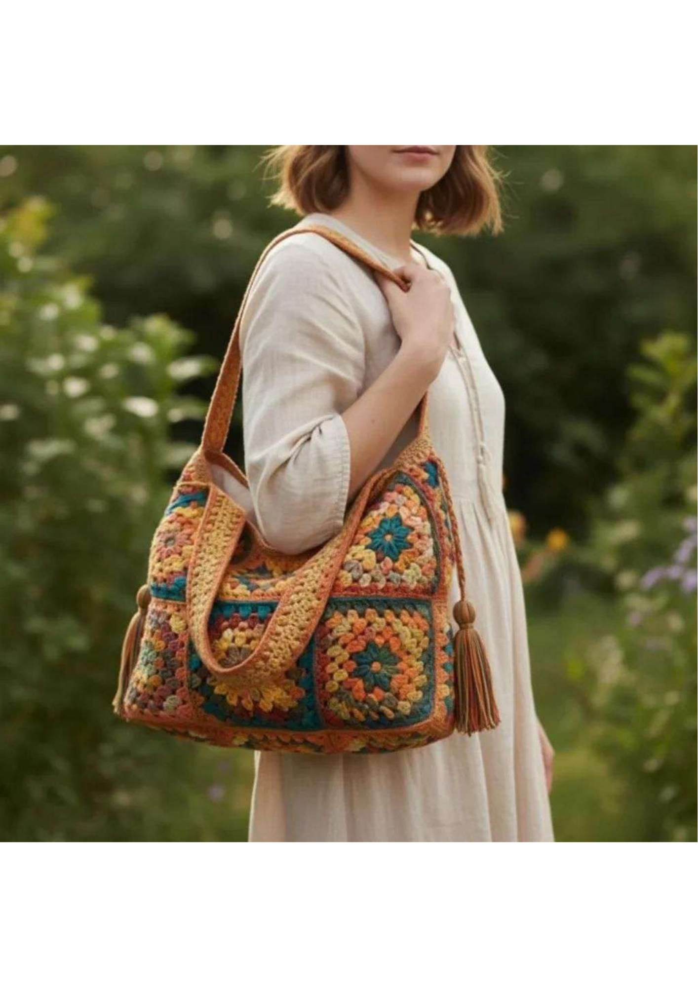 Vintage crochet tote Bag