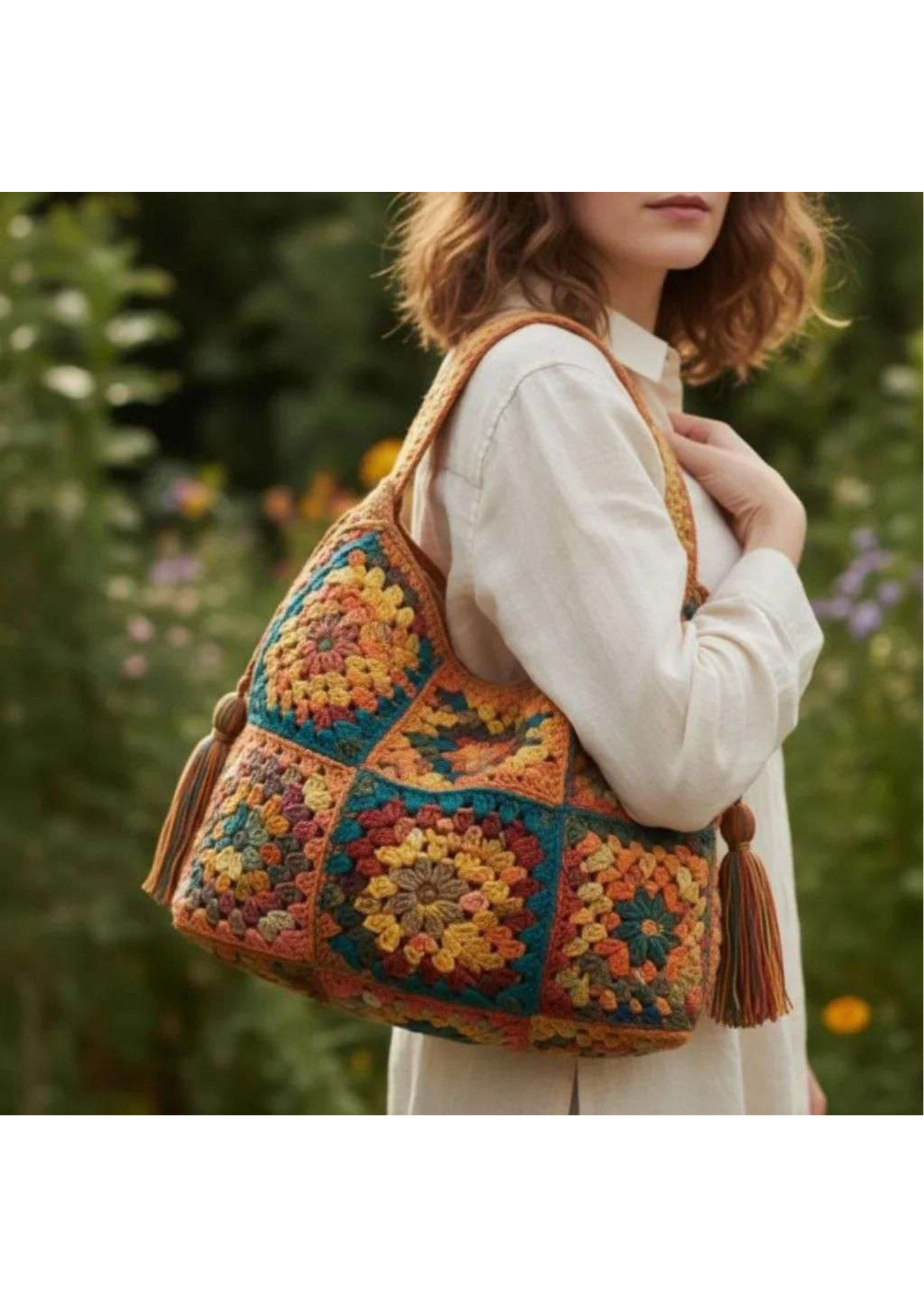 Vintage crochet tote Bag