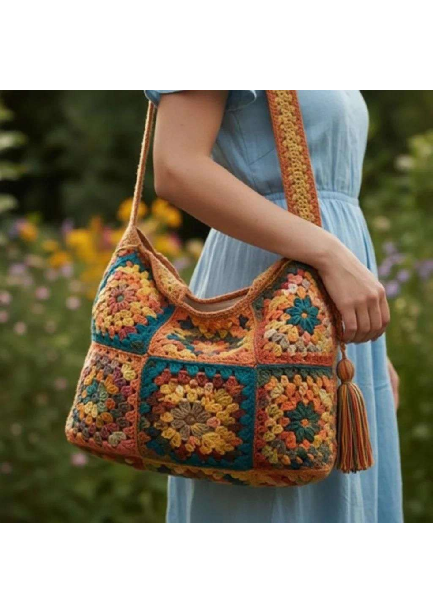 Vintage crochet tote Bag