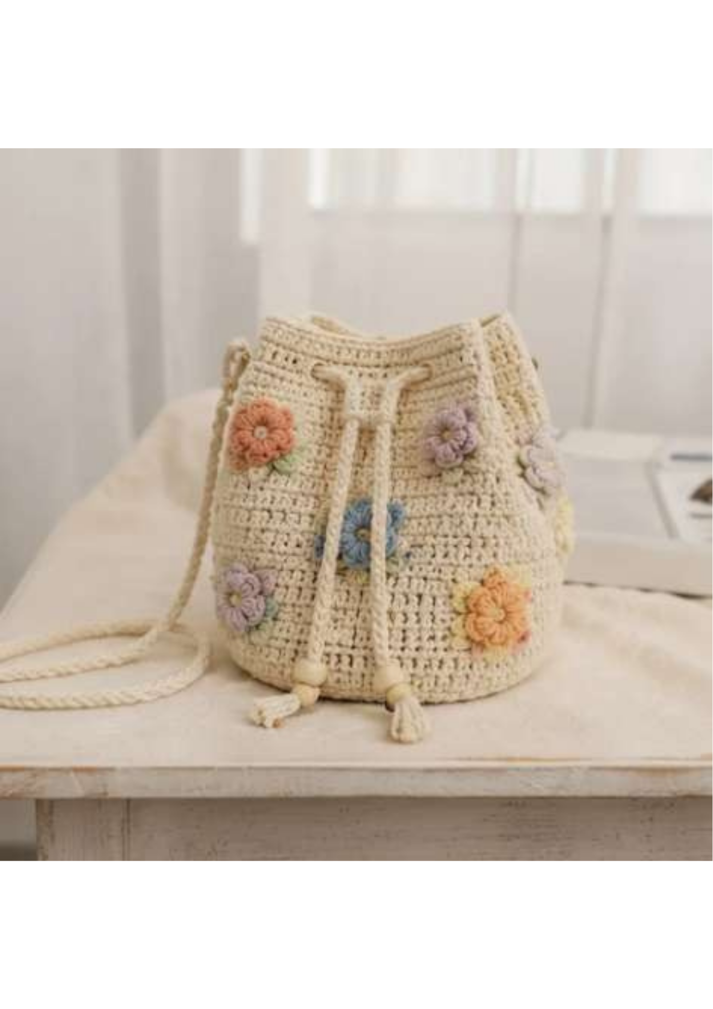 Crochet Bucket Bag Women