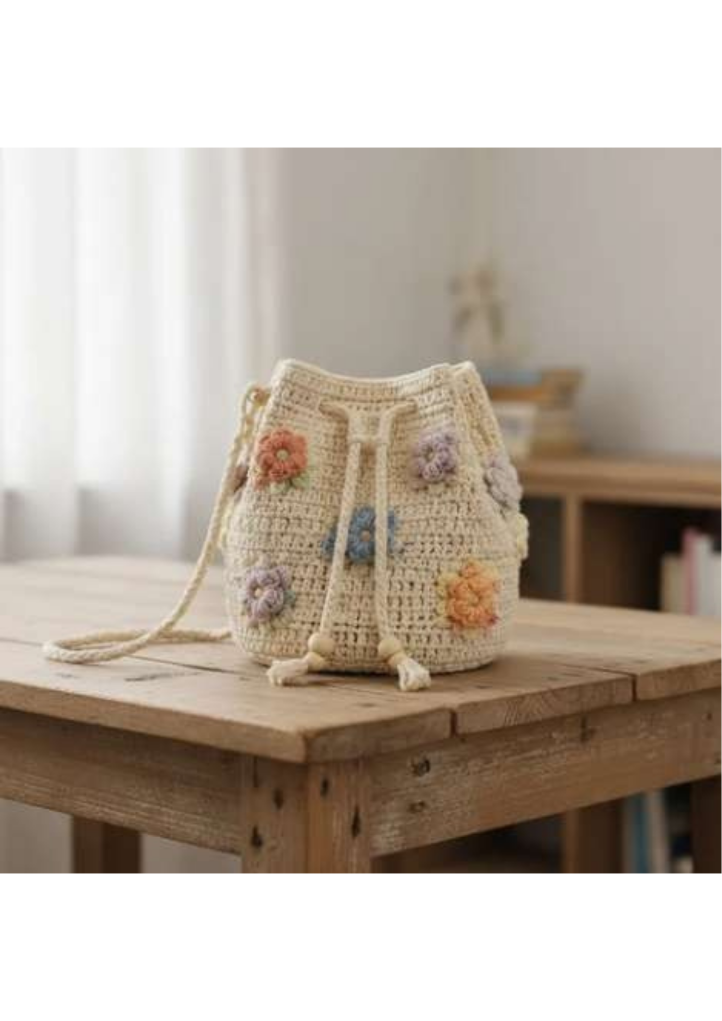 Crochet Bucket Bag Women