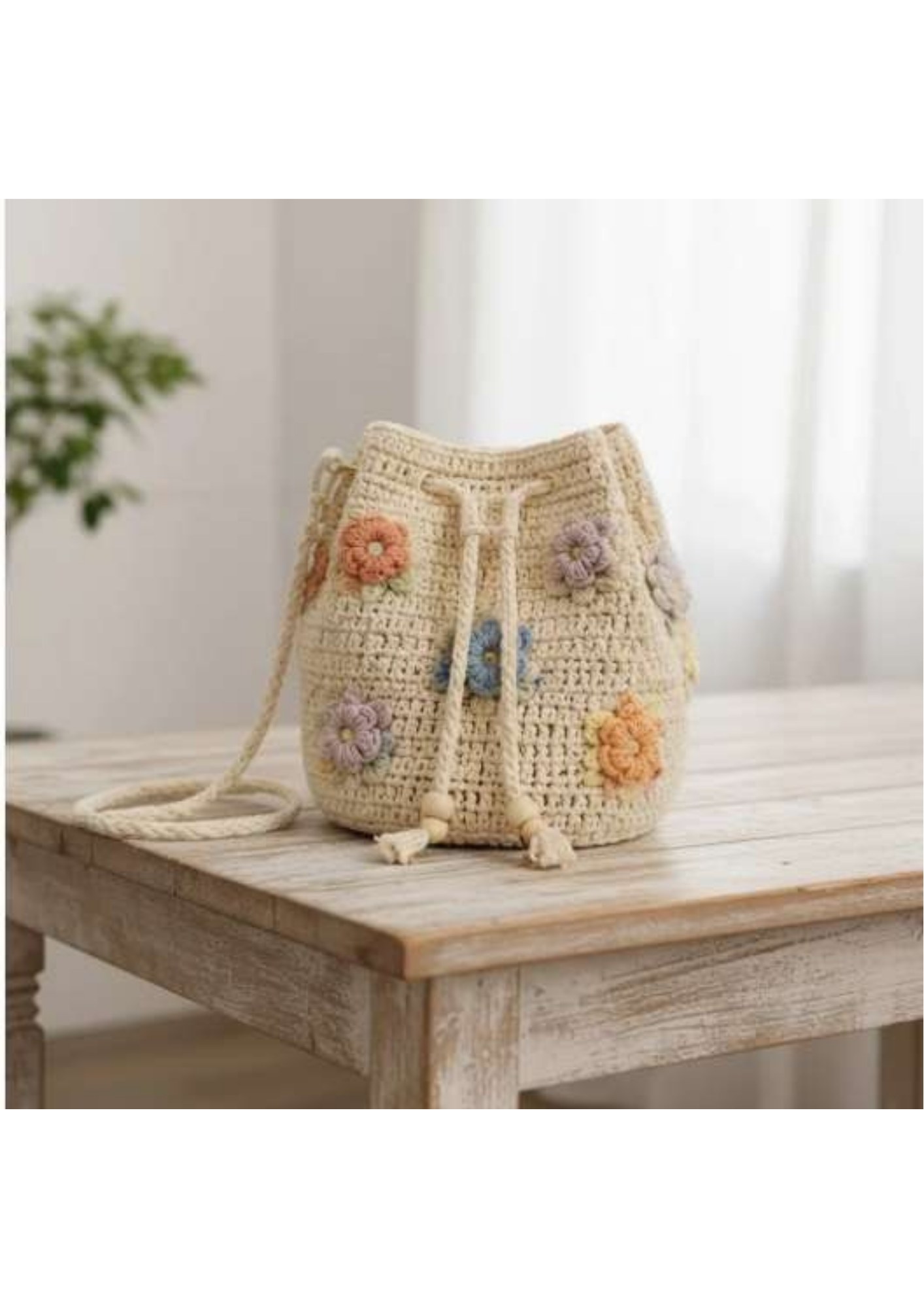 Crochet Bucket Bag Women