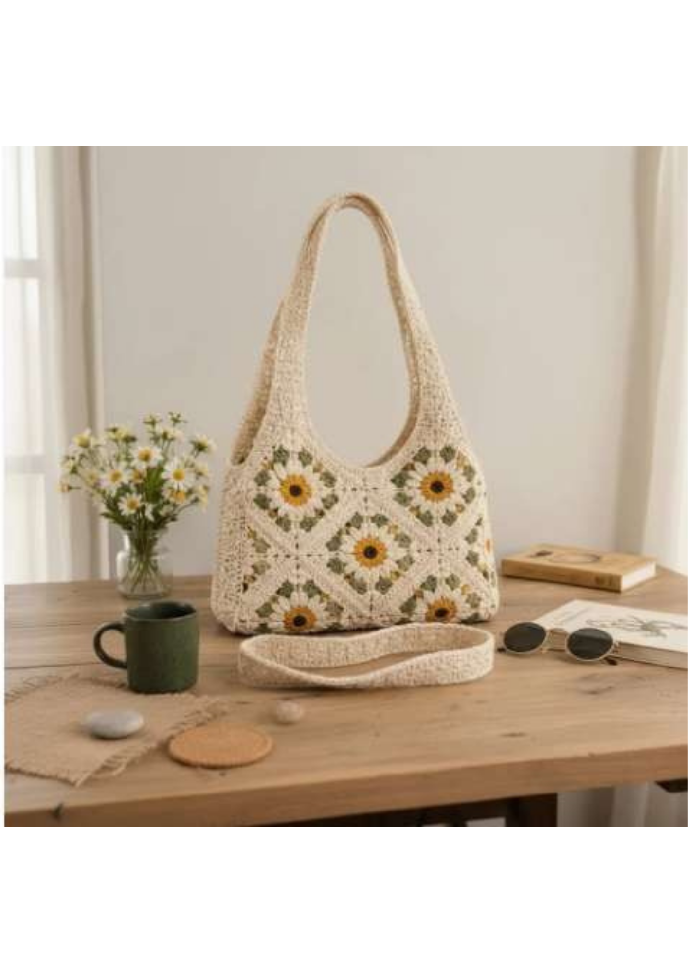 Crochet Bucket Bag Women