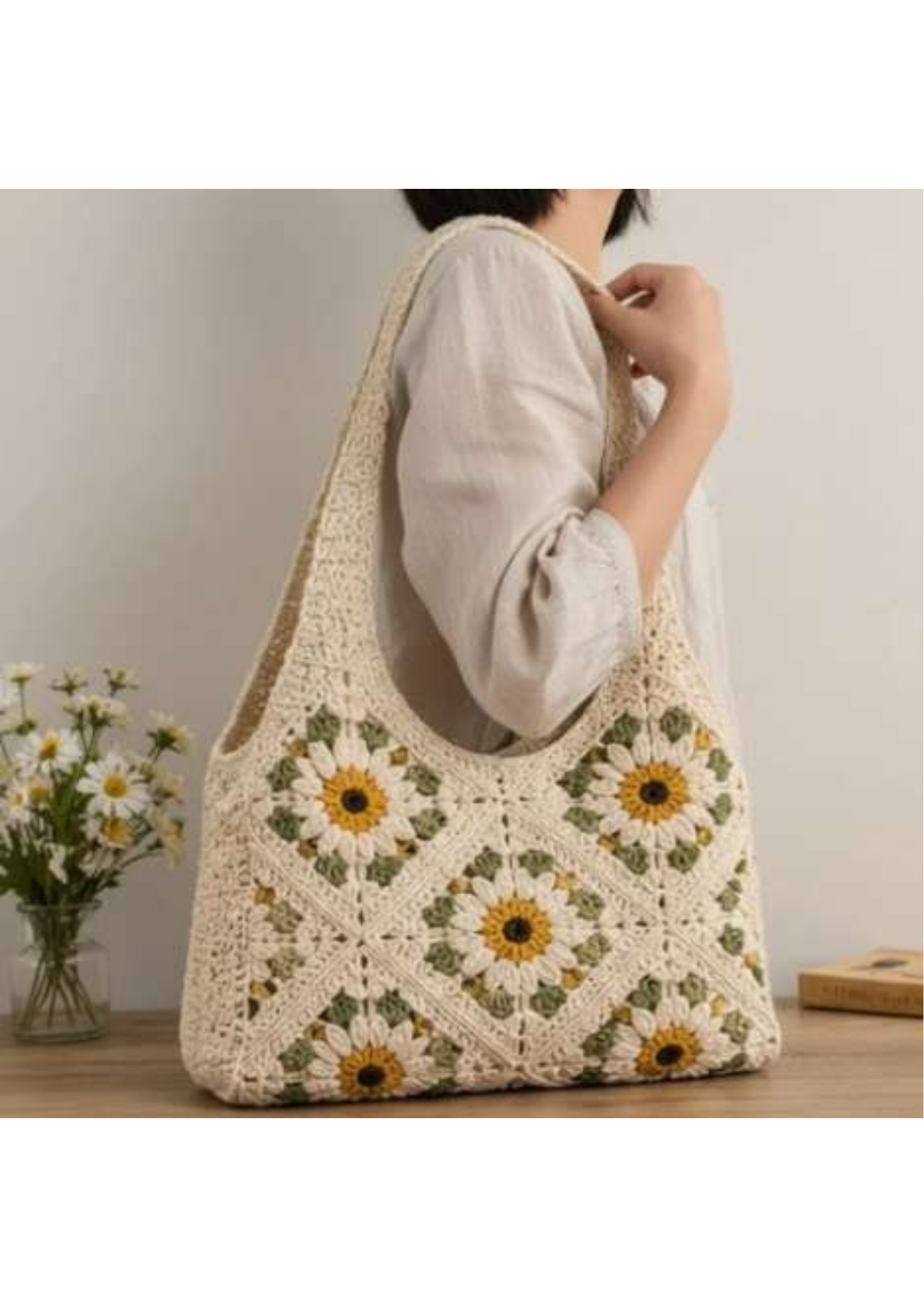 Crochet Bucket Bag Women