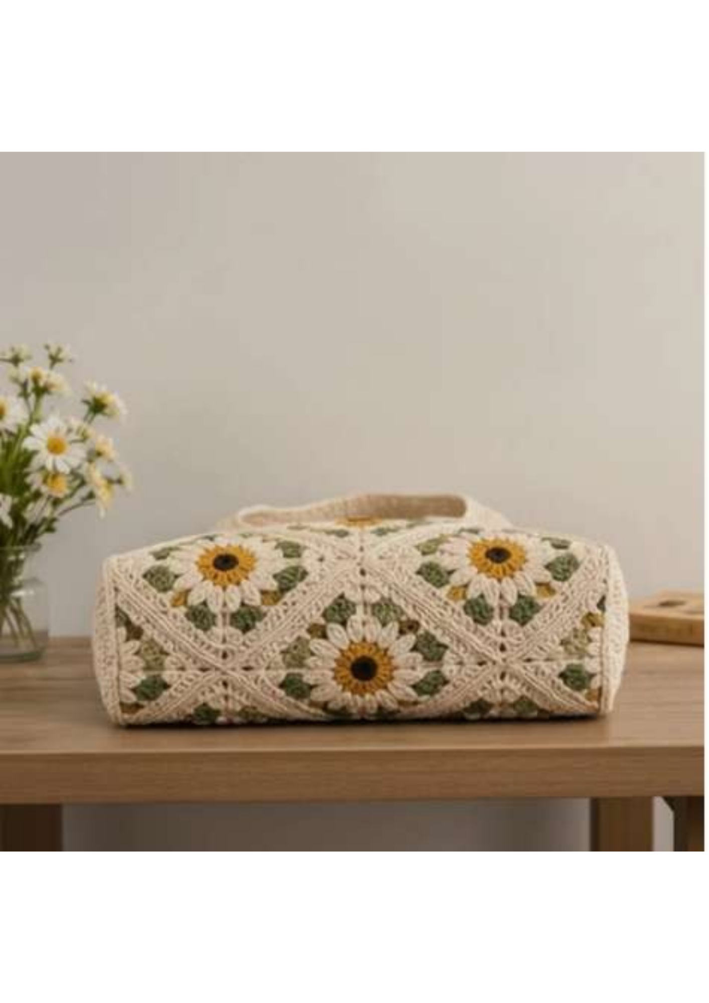 Daisy Crochet Tote Bag