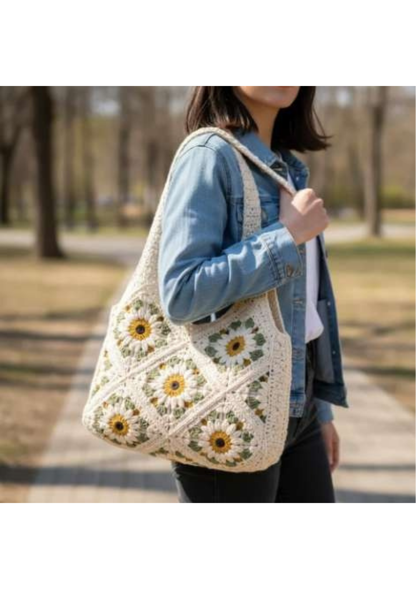 Daisy Crochet Tote Bag
