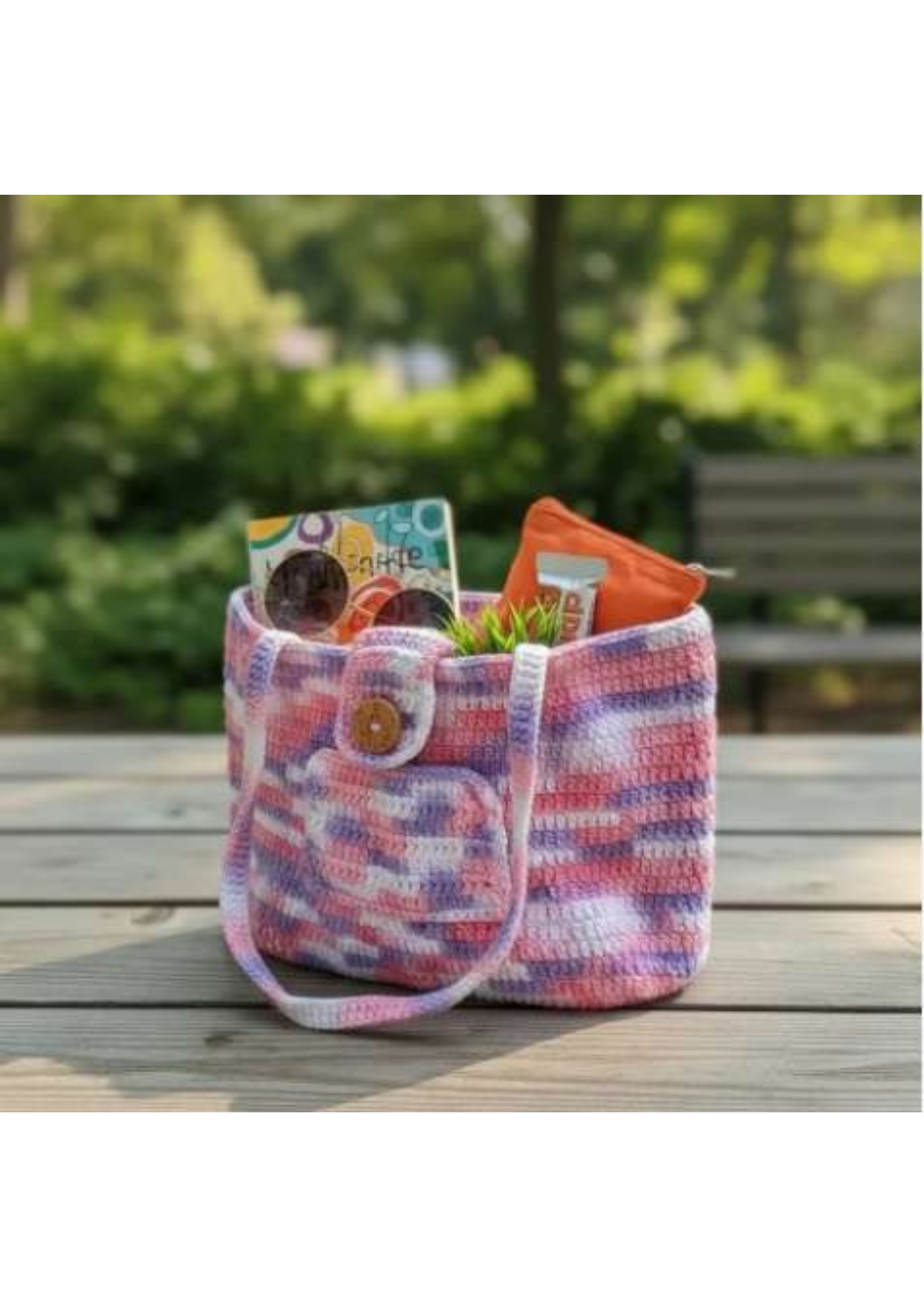 Pastel knit shoulder bag