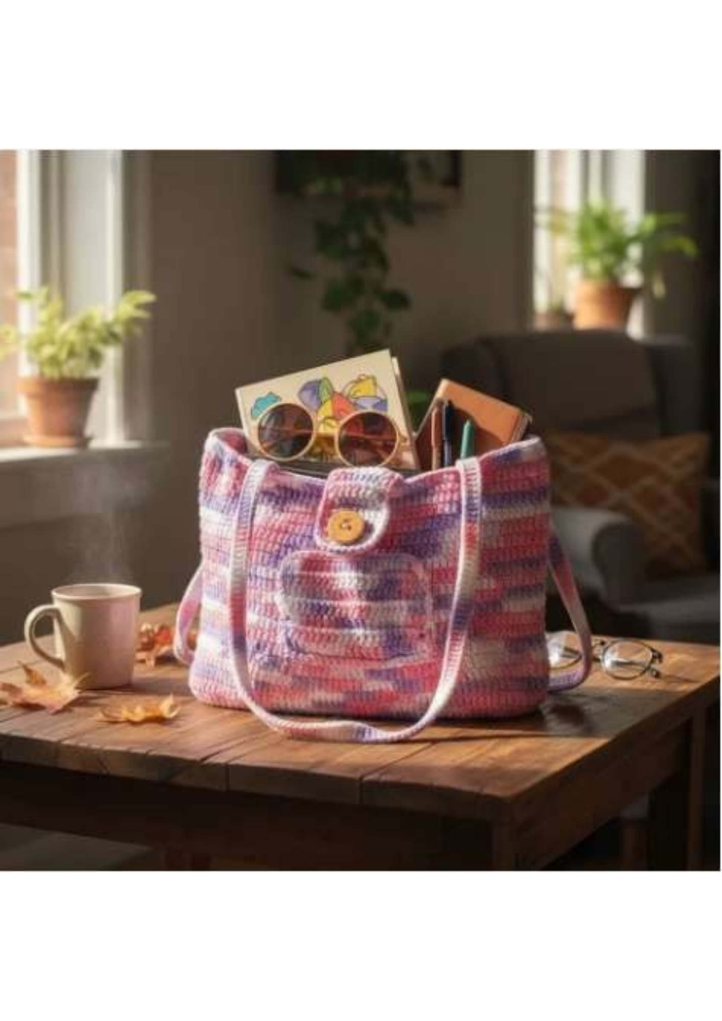 Pastel knit shoulder bag