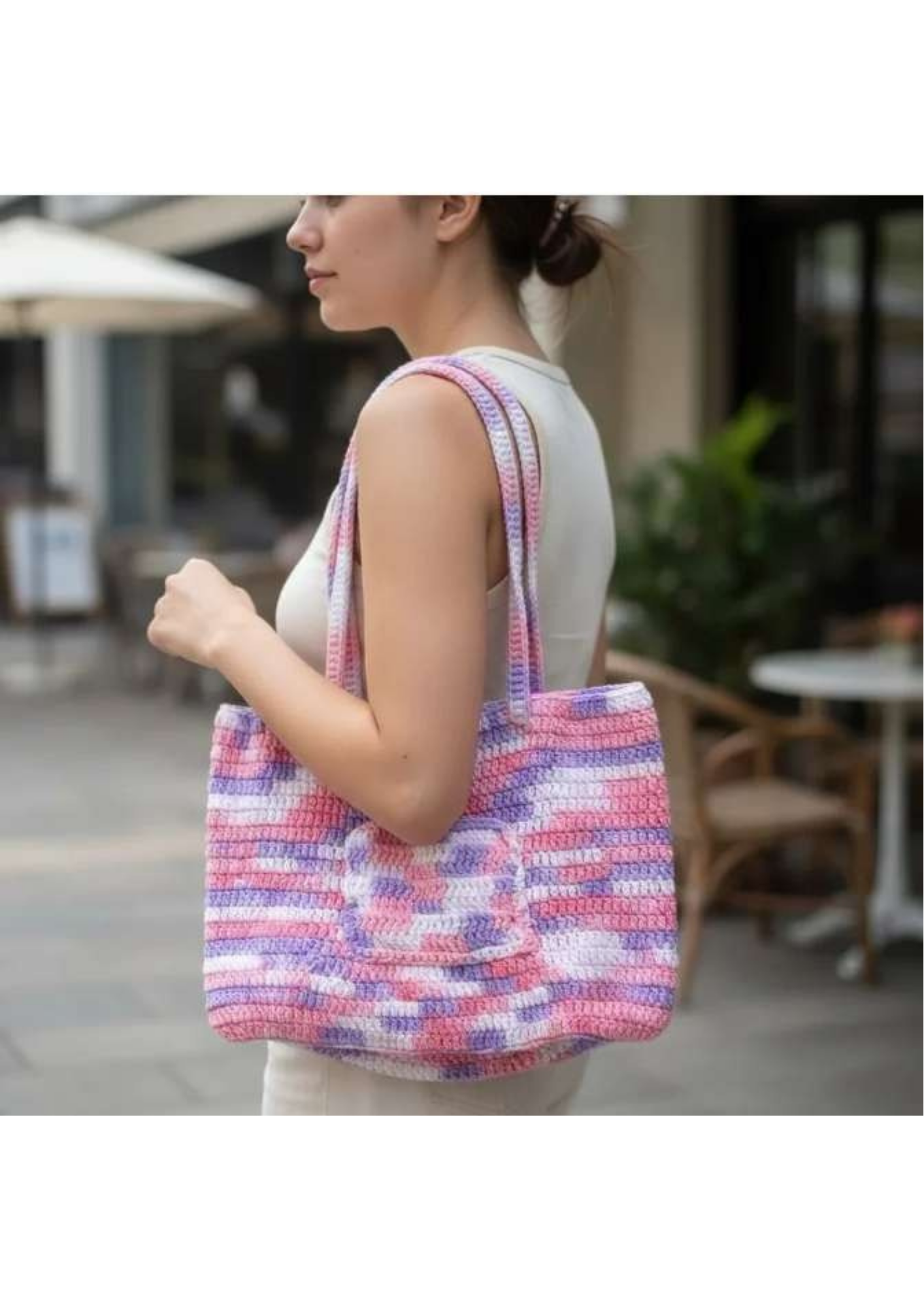 Pastel knit shoulder bag