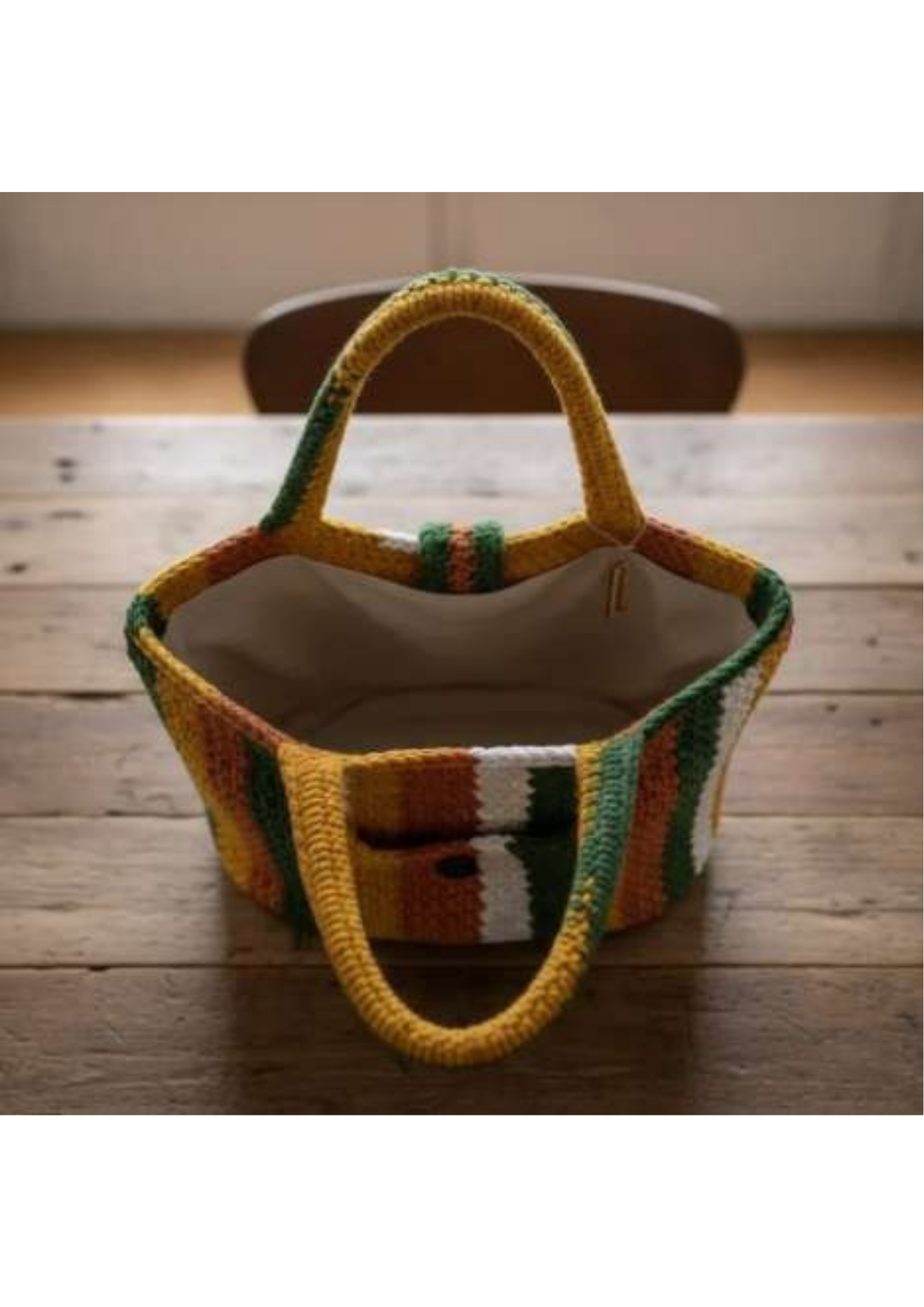 Stripped crochet tote bag
