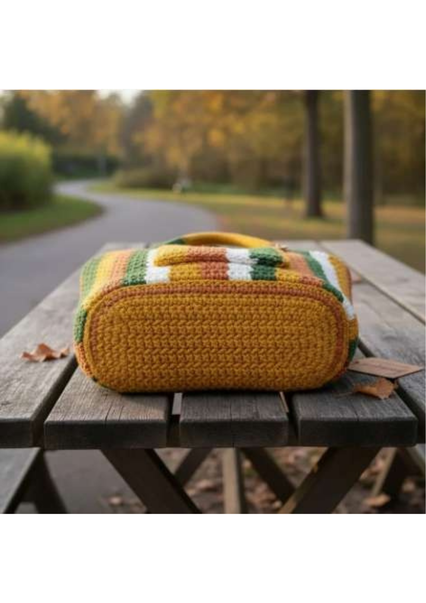 Stripped crochet tote bag