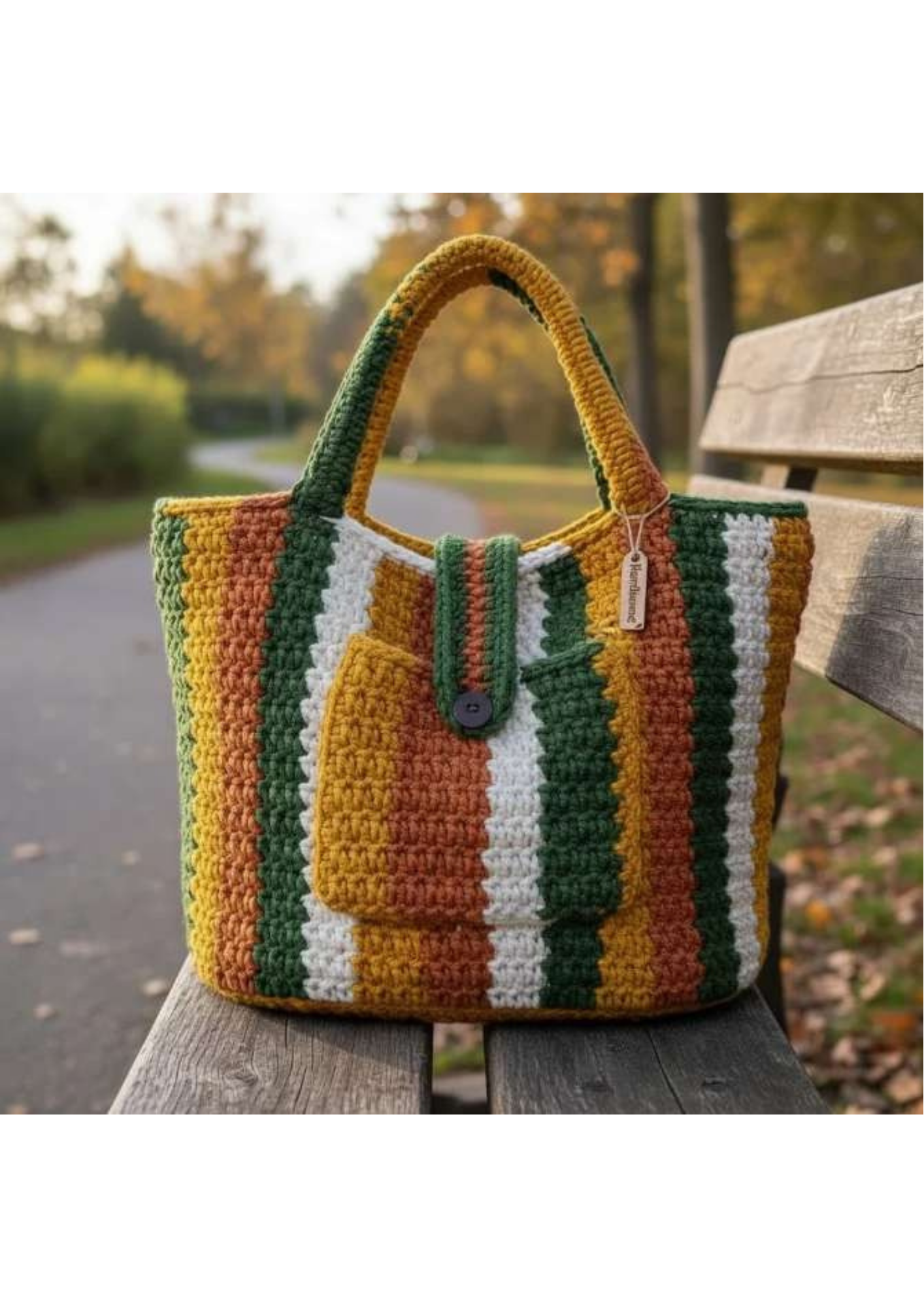 Stripped crochet tote bag