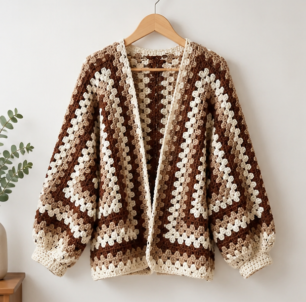The Cocoa Granny Cardigan (Handmade Crochet Oversized Cardigan) – Cocoa Granny Cardigan In Pakistan
