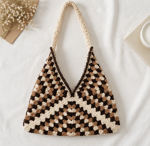 The Mocha Mosaic Tote (Handmade Crochet Granny Square Bag) – Mocha Mosaic Tote In Pakistan