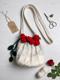 The Ivory Rose Bag (Handcrafted Crochet Crossbody with Rose Trim)