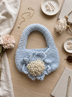 The Powder Blue Pearl Bag (Handcrafted Crochet Purse with Pearl Detail)