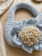 The Powder Blue Pearl Bag (Handcrafted Crochet Purse with Pearl Detail)