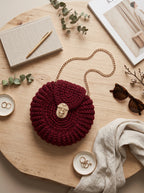 The Merlot Rosette Crossbody (Handcrafted Burgundy Crochet Purse)
