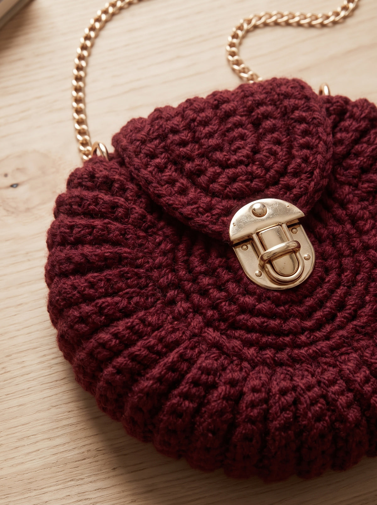 The Merlot Rosette Crossbody (Handcrafted Burgundy Crochet Purse)