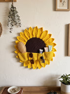The Sunflower Wall Organizer (Handcrafted Crochet Hanging Storage Pocket)