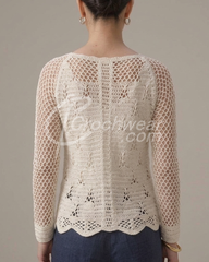 Crocheted Elegant Ivery Net Sleeve Top
