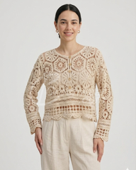 Pearl Bloom Crochet Blouse