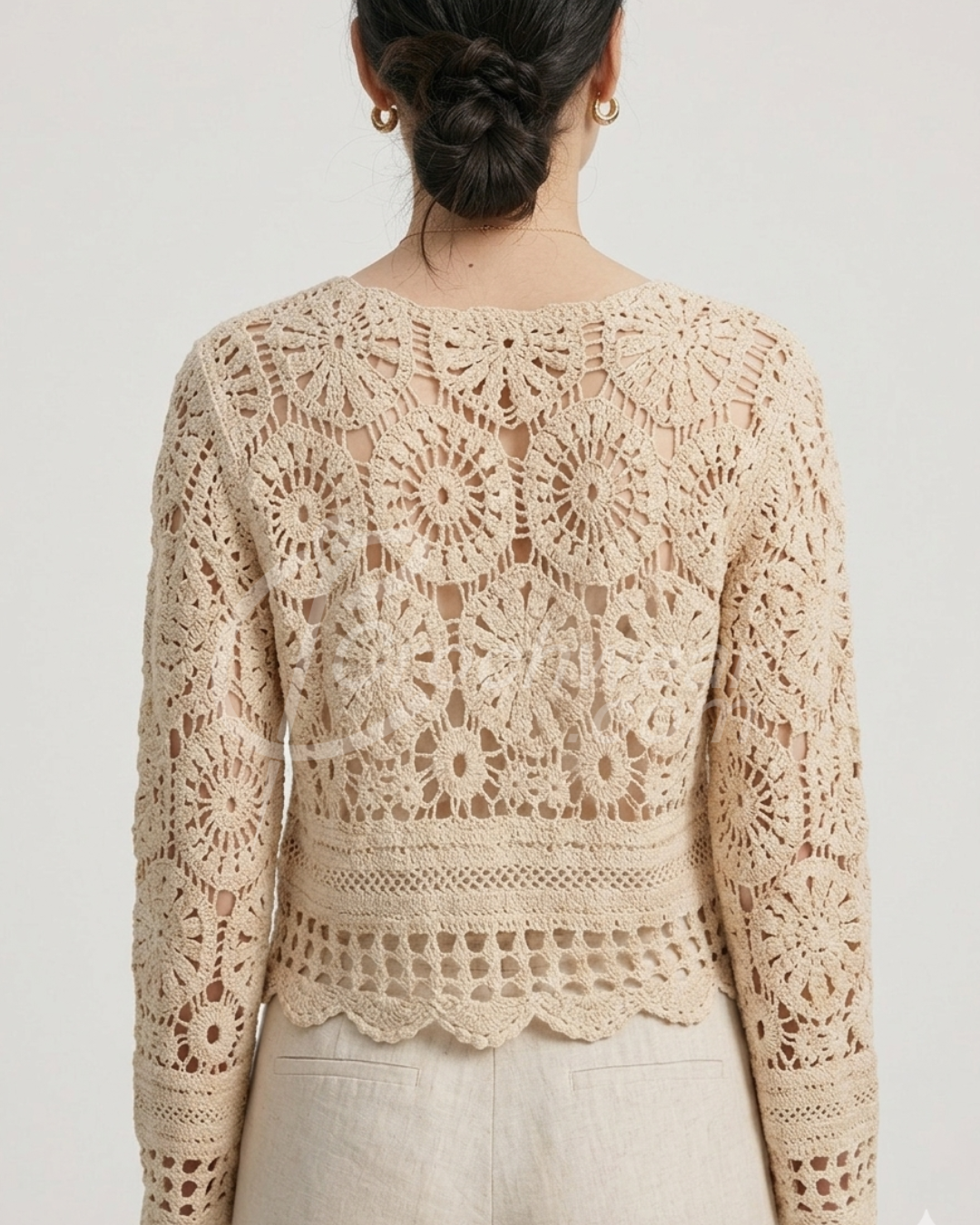 Pearl Bloom Crochet Blouse