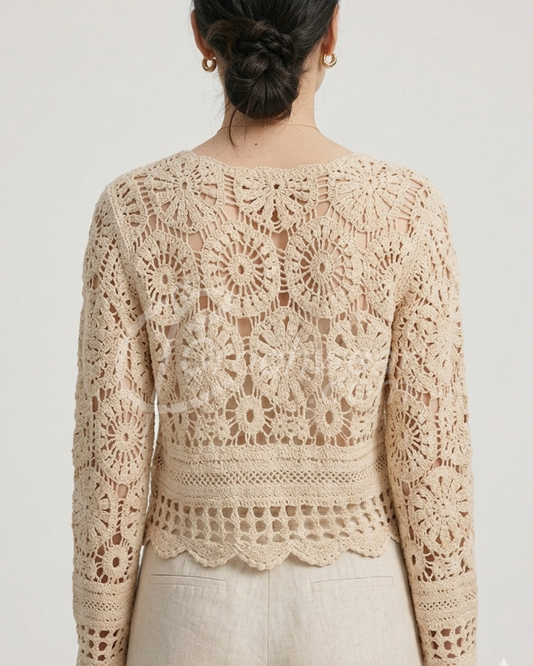 Pearl Bloom Crochet Blouse