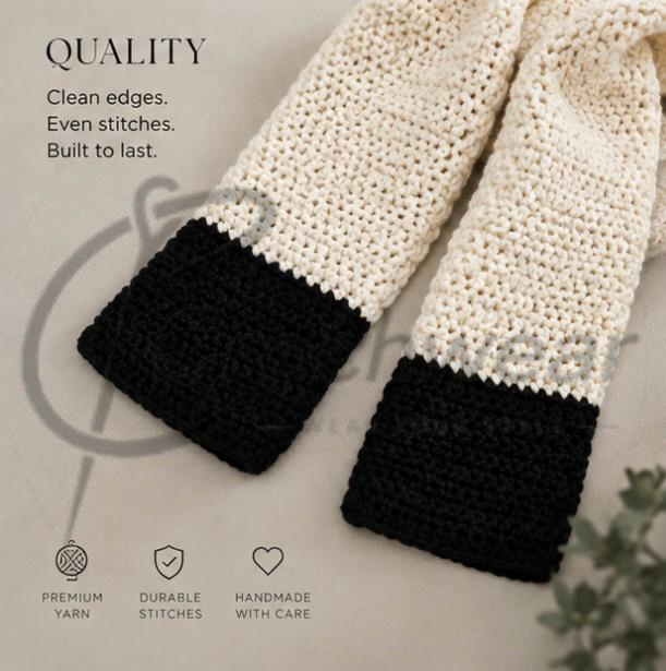 The Ivory Colorblock Scarf (Handmade Crochet Scarf) – Ivory Colorblock Scarf In Pakistan