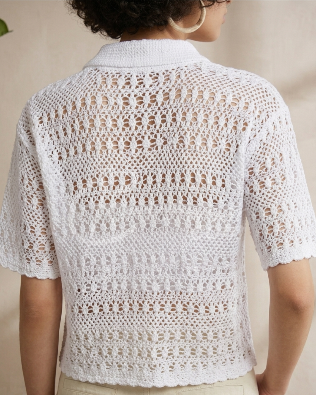Snow Pearl Crochet Blouse