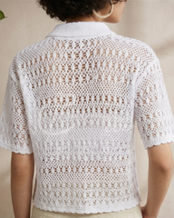 Snow Pearl Crochet Blouse