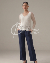 Crocheted Elegant Ivery Net Sleeve Top