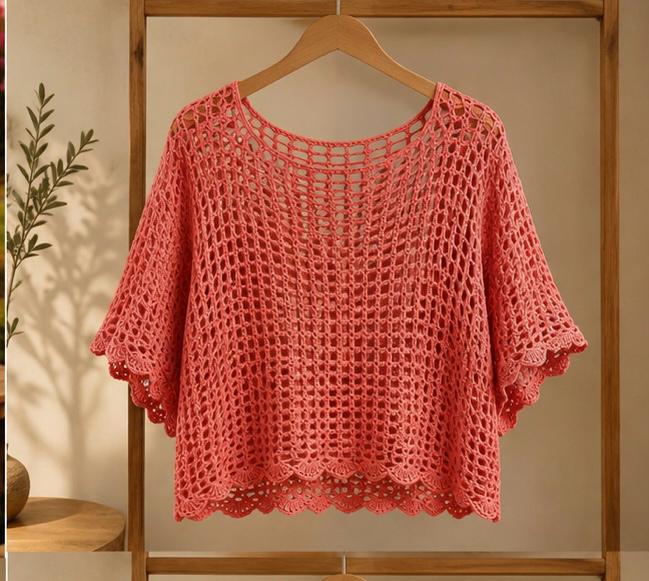 Coral Breeze Poncho Top