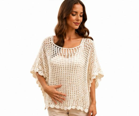 Coral Breeze Poncho Top