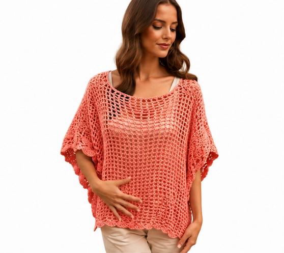 Coral Breeze Poncho Top