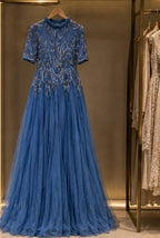 Azure Noir – Royal Blue Embellished Net Gown | Luxury Wedding Guest Dress Pakistan