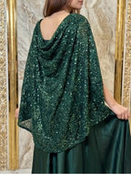 Emerald Noir – Hand-Embellished Sequin Kaftan Gown | Luxury Formal Wedding Guest Dress Pakistan
