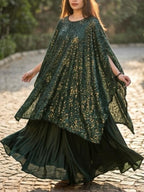 Emerald Noir – Hand-Embellished Sequin Kaftan Gown | Luxury Formal Wedding Guest Dress Pakistan