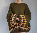 Chunky Knit Olive Green Sweater - Oversized Pullover with Scalloped Cuffs
