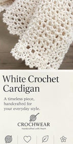 White Crochet Cardigan - Handmade Floral Lace Open Front Cropped Cardigan