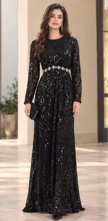 The Midnight Starburst Column Gown