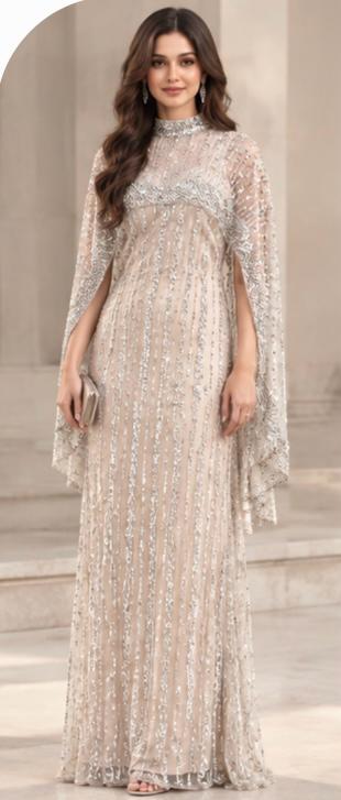 The Elara capelet Gown
