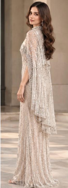 The Elara capelet Gown
