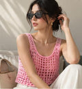 The Bubblegum Mesh Tank (Handcrafted Crochet Openwork Top)